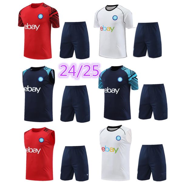 24 25 adulto manica corta Napoli Tuta maglia da calcio 2024 2025 tuta da calcio Kit tute SSC Napoli gilet senza maniche tuta da allenamento treno tuta Chandal Jogging set