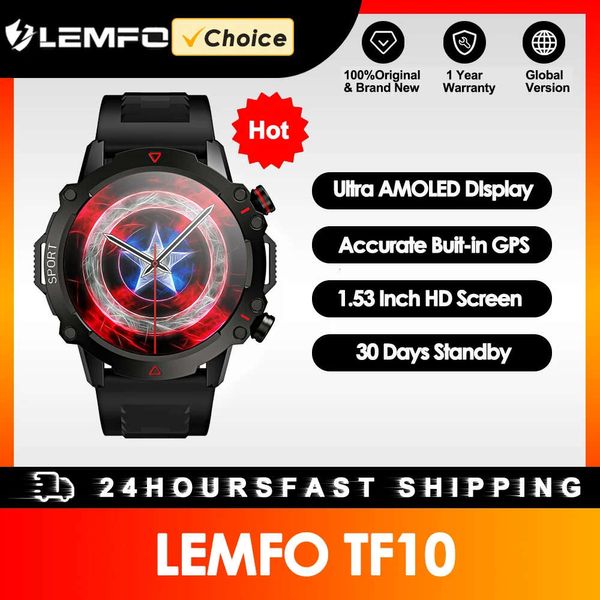 Lemfo amoled relógio inteligente masculino 2023 chamada bluetooth smartwatch esporte à prova dwaterproof água ao ar livre 1.53 Polegada 360*360 tela hd 30 dias de espera