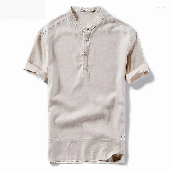 Erkek Tişörtleri T-Shirt Kısa Kollu Yaz Keten Elbise Gömlek İş Katı Kimya Homme Sıradan İş Giyim Formal İnce 4xl