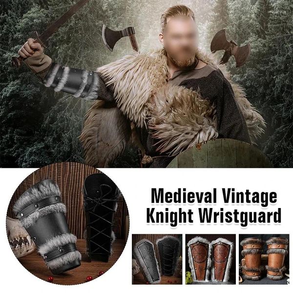 Sahne Wear Steampunk Ortaçağ Kol Gauntlets PU Derlım Zırh Bracer Erkekler Armguards Samurai Knight Bileklik Cosplay Kostüm Props