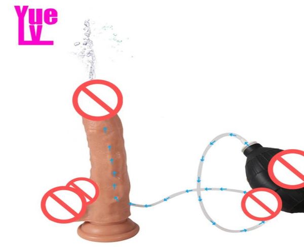 Yuelv silicone realista ejaculando vibrador com ventosa gspot esguichando pênis artificial galo adulto produtos sexuais para mulher er3153073