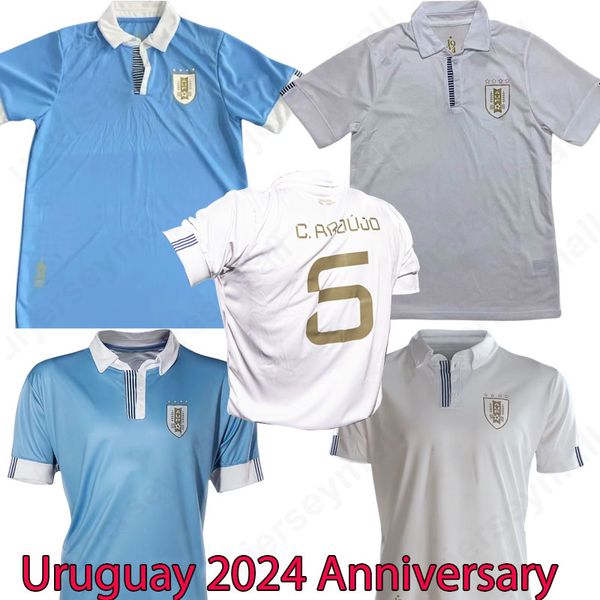 2024 Uruguay-Fußballtrikots zum 100-jährigen Jubiläum R.BENTANCUR 24 25 L.SUAREZ E.CAVANI N.DE LA CRUZ G.DE ARRASCAETA F.VALVERDE R.ARAUJO Herren- und Kindertrikot für zu Hause