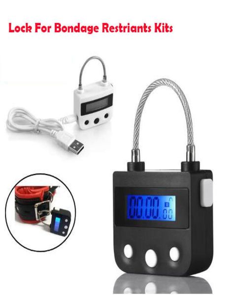 USB Recarregável Eletrônico Bondage Lock Para BDSM Fetiche Mão Boca Gag Timing Switch Jogos Adultos Brinquedos Sexuais para Casais C181127018948359