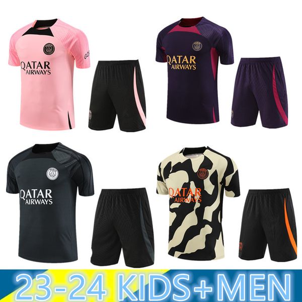 Maglia da calcio tuta 2023 2024 Paris Sportswear uomo tuta da allenamento per bambini Tuta a maniche corte Kit da calcio uniforme chanda