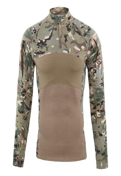 Men039s Manica lunga Army Camouflage Magliette ad asciugatura rapida Maglietta sportiva da combattimento tattica Protezione UV esterna 14 zip Pullover 3394910