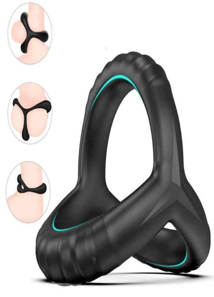 Anello del pene Ingrandimento del silicone Giocattoli del sesso Massaggiatore Vibratore per uomini Erezione Scroto maschile Legatura Ritardo Eiaculazione Cazzo Elastico Negozio 7060629