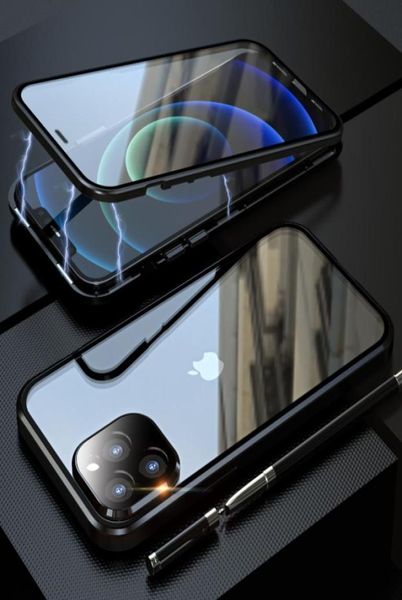 Objektivschutz Gehärtetes Glas Magnetische Adsorptions-Telefonhüllen für iPhone 12 Pro Max 13 11 XS XR X 8 7 6 6S Plus Stoßfestes Flip C5599563