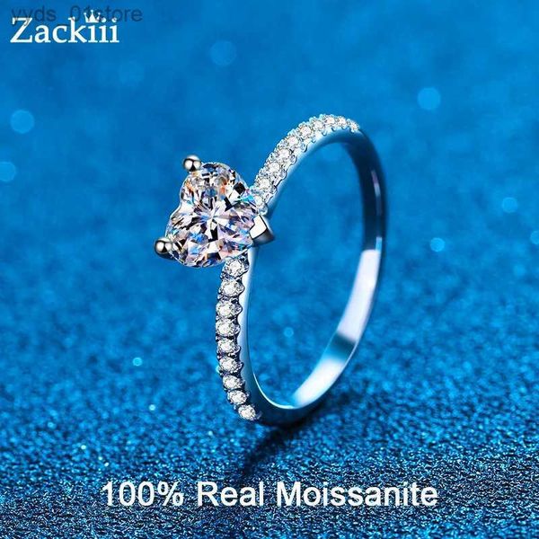 Anéis de banda GRA 1 moda coração corte moissanite anel de noivado para mulheres prata esterlina banhado a ródio coração diamante banda conjuntos de noiva anéis l240305