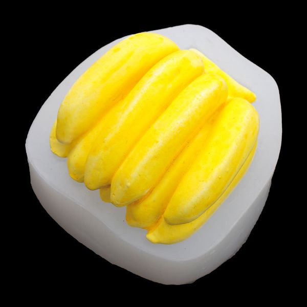 Stampo per torta a forma di banana, stampo in silicone, stampi per mousse per dessert francese a forma di frutta 3D, stampi per dessert per pasticceria al cioccolato, decorazioni per torte anche per candele, sapone 122020