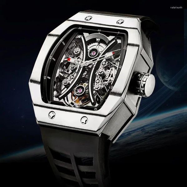 Armbanduhren Aesop Deutsche Skeleton Mode Mechanische Uhr für Männer Top Automatische Herrenuhr 316 Edelstahl Saphir