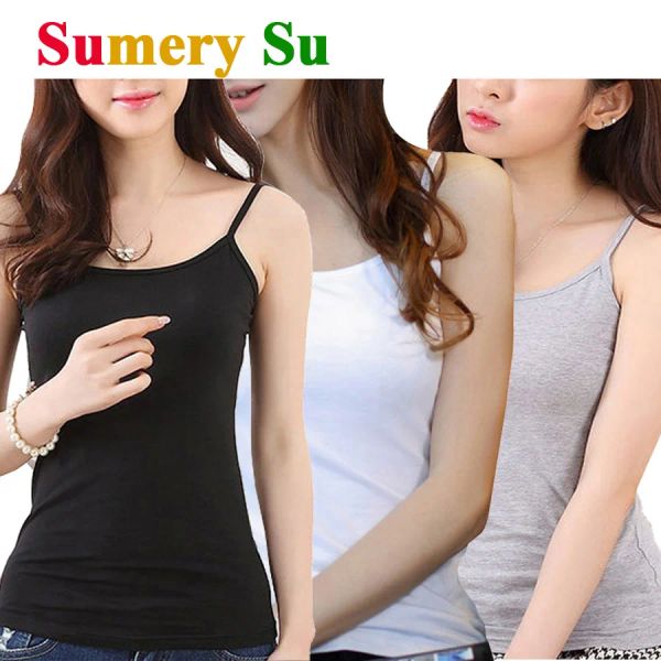 Camis Camis Frauen Sexy Tank Tops Weiche Solide Baumwolle Modell Leibchen Dünne Bequeme Weste Top Gestellte für Damen Mädchen 3 farben Heißer Verkauf