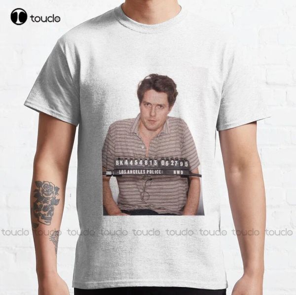 Camiseta hugh grant mugshot clássico tshirt barato personalizado aldult adolescente unisex impressão digital camiseta xs5xl algodão feminino masculino