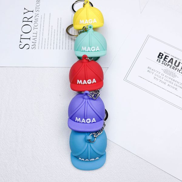 Trump Cap Keychain Macaron Karikatür Sevimli Araba Aksesuarları ABD Maga Anahtar Zinciri 2024 Trump Anahtarlık