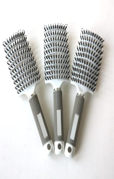 Novo 1 pçs pente de cabelo antiestático calor curvado ventilação barbeiro salão tine escova linhas ferramentas estilo preto branco color3589267