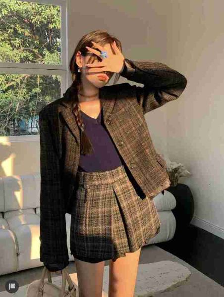 Designer Shenzhen Nanyou High-End MIU Home Herbst und Winter Neues Produkt Altersreduzierendes Woll-Plaid-Serie-Modeset 832D