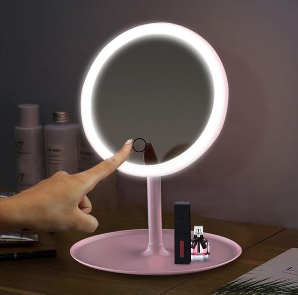 Specchio per il trucco a LED con luce a LED Specchio per il trucco Luce a specchio a LED Specchi portatili ricaricabili miroir CFTDIS T2001145202583