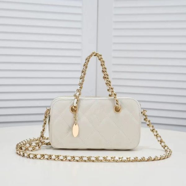 venda quente 5A Designer bag Top personalizado marca de luxo Bolsa de couro couro corrente de ouro Slant ombro 20 cm preto e branco moeda de ouro crossbody saco