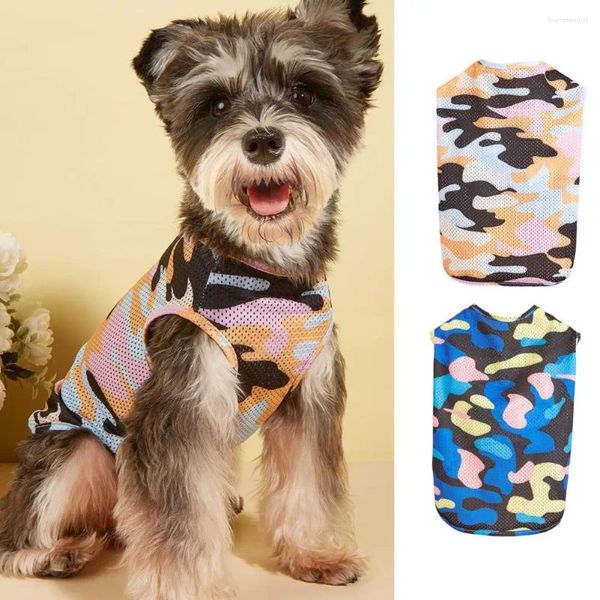 Vestuário para cães Pet Vest Camuflagem para Cães Macio Confortável Camisa Respirável Roupas Finas Suprimentos Pescoço Redondo