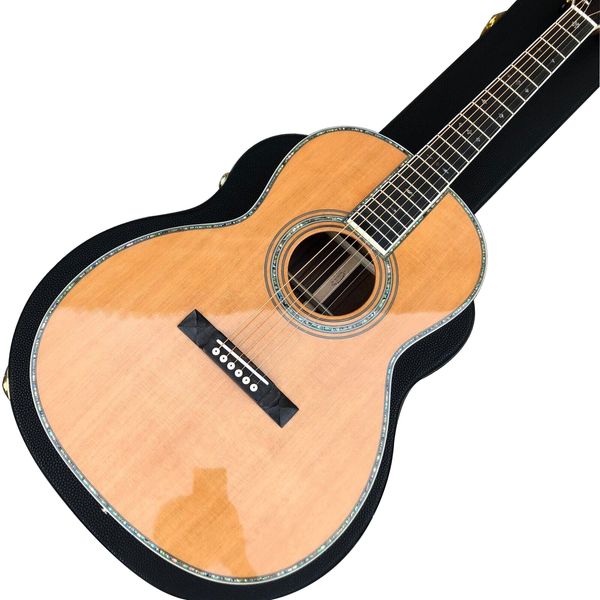 Gelbe massive Fichte G-OM42 Modell Akustikgitarre Abalone Inlay Ebenholzgriffbrett