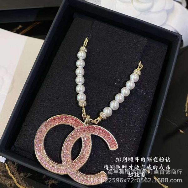Дизайнерское ожерелье из жемчуга Channeles с большим градиентом и розовым бриллиантом, кулон с буквенным воротником, цепочка