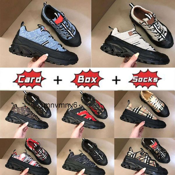 Treinadores burberyy vintage burberylies burrberies sapato burburries listrado designer tênis homens sapatos sneaker impressão camurça verificação plataforma de treinador