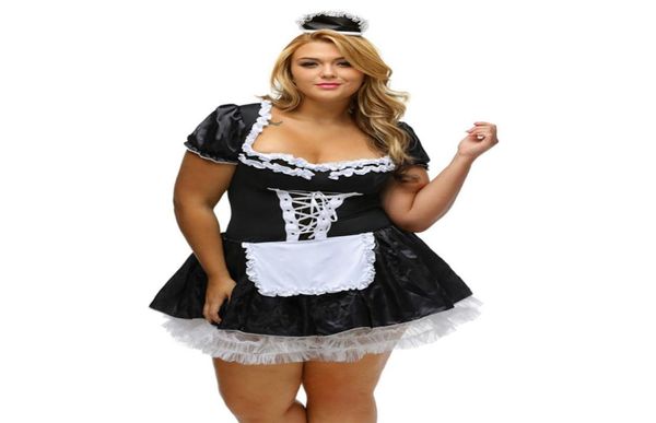 Sexy fantasia de empregada francesa halloween cosplay traje carnaval tema cos uniforme plus super tamanho 4xl 6xl clássico empregada francesa fantasia dr4791601