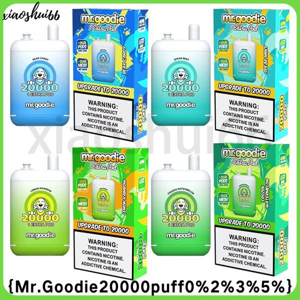 Original Mr. Goodie 20000 puff descartáveis Vape recarregável E cigarros 20K Puff Mesh Bobina 12 cores 20ML * 2 E-líquido puff 20k 2%5% Caneta de cigarro eletrônico descartável.