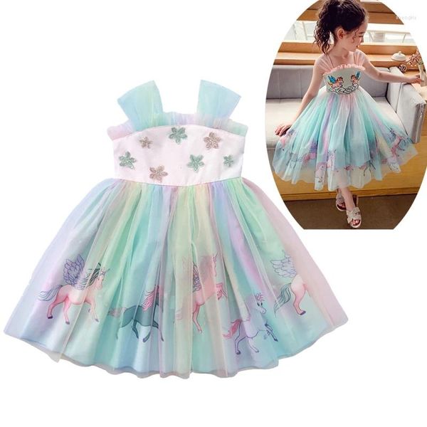 Платья для девочек От 2 до 8 лет, платье-пачка принцессы для девочек, костюмы, детская модная праздничная летняя детская элегантная фатиновая одежда
