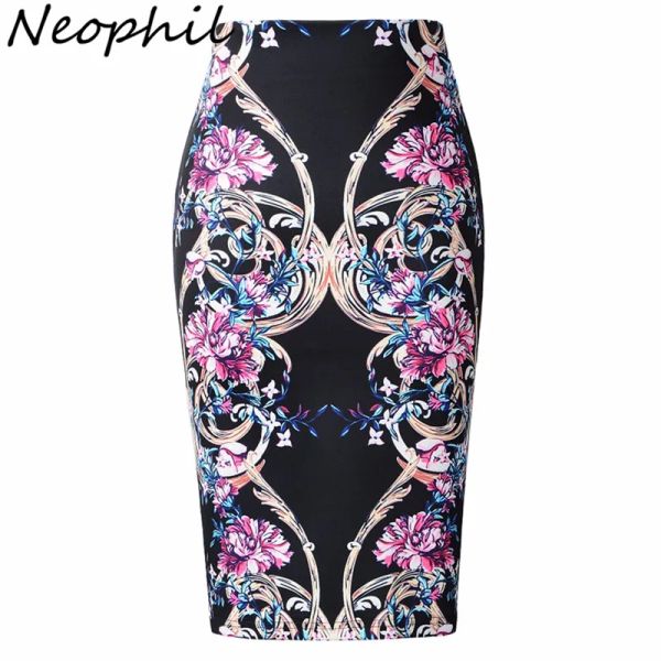 Saia neofil 2023 estilo de verão high wrap saias de lápis Mulheres midi floral boho retro estampa saia lapis office escolar saias s1723