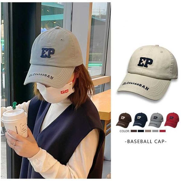 Ball Caps EP Brief 2023 Neue Baseball Kappe Soft Top Breite Krempe Gestickte Sonnenhut für Frauen Männer Mode Marke Papa Hut Casual Snapback Gorra J240305