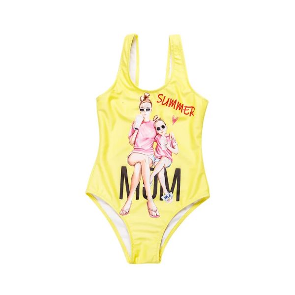 Roupa de banho mãe e crianças meninas maiô 2022 amarelo bonito terno de natação verão crianças monokini bebê crianças um pedaço maiôs xa011
