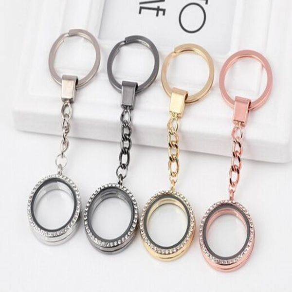 10 Teile/los 30 MM Strass Runde Schwimmende Medaillon Schlüsselanhänger Glas Living Magnetische Charms Medaillon Schlüsselanhänger279D