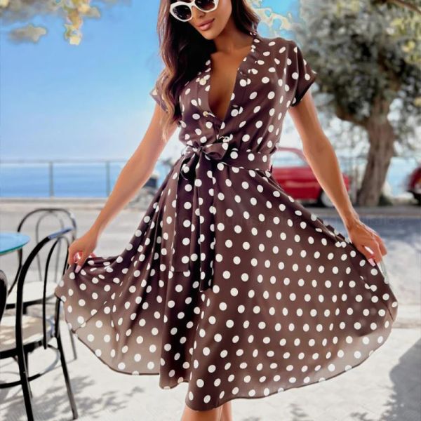Vestidos femininos vestido de verão mulher grávida manga curta polka dot print v pescoço sexy vestido de praia casual maternidade aline vestido