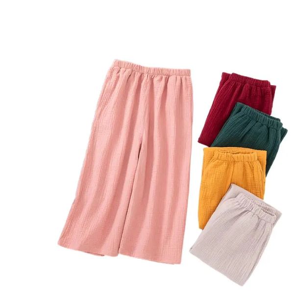 Capris 13 Renk Sıcak Satış Kadınlar Yüksek Bel Ide Bacak Pantolon Günlük Gevşek Pamuk Keten Vintage Pantolon Uyku Pantolon Kadın Giyim