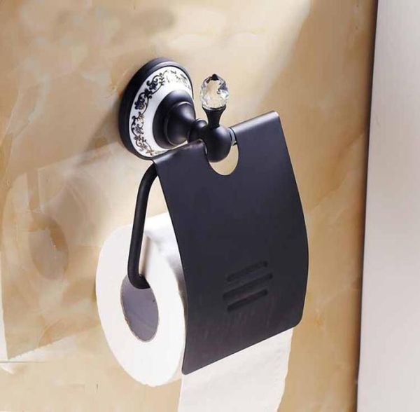 Suporte de papel higiênico de bronze polido com óleo de diamante Deco à prova d'água Base de cerâmica 3489145