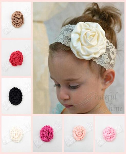 Flor Meninas Rendas Cabeça Peças com Flores 2017 Bonito Bebê Recém-nascido Crianças Headbands 10 Cores Macias Meninas Cabeça Bandas Casamento Bi4894764