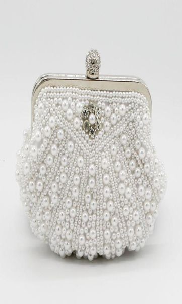 2019 Top Shell Pearls Свадебные сумки на одно плечо Клатч из бисера с кристаллами Формальная вечерняя вечеринка Diner Bags Shell Style Дешевые S9333405