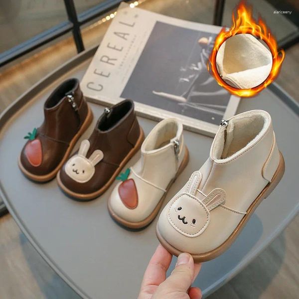 Boots Girls '2024 Sonbahar/Kış Turp Pamuk Kısa Prenses Ayakkabıları Zapatos Nieve Bebek Modaya Defteri Küçük Çocuklar'
