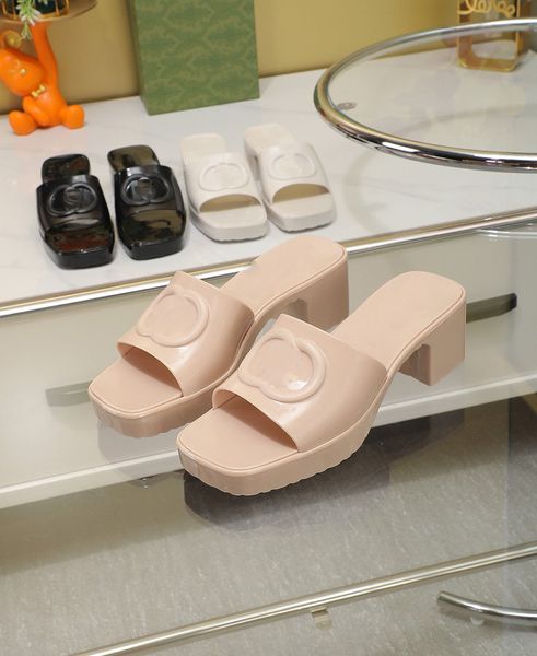 Estate di lusso designer donna pantofola gelatina scivolo piattaforma pantofola sandali di cristallo scarpa da spiaggia diapositive piatte tacchi alti taglia 35-41