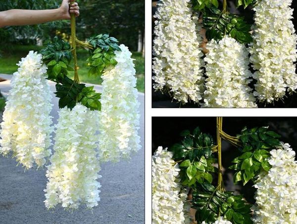 Flores de casamento artificiais simulação glicínias videira decorações de casamento longo curto seda planta buquê sala escritório jardim nupcial ac1756241