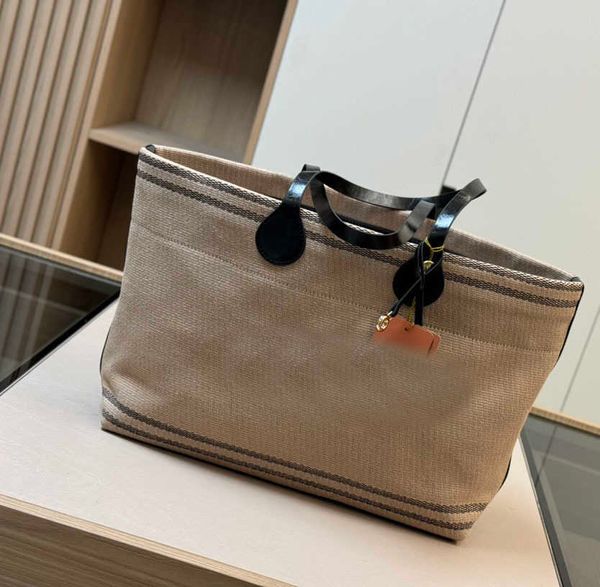 Borsa da spiaggia Strisce orizzontali scozzesi bianche Shopping Borsa tote di grande capacità Borsa a tracolla con design di marca Borse a tracolla singole 240305