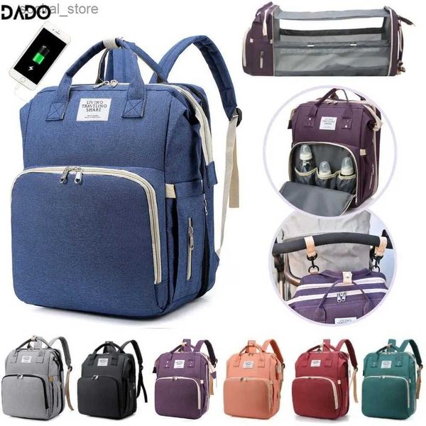 Bolsas de fraldas fraldas Bolsa Backpack Backpack Nappy Baby Capacidade com troca portátil Pad Pad Multifuncional Travel for Kids Girl Boyl240305