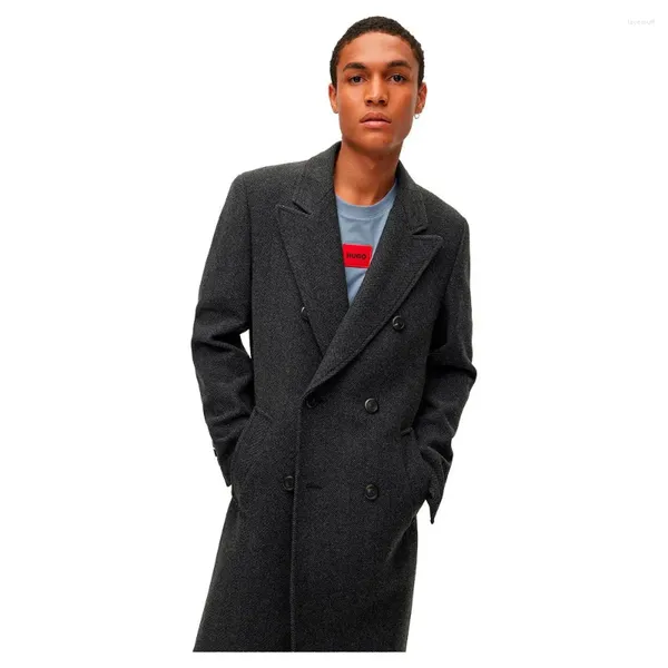 Abiti da uomo Giacche da abito in tweed Blazer lungo Cappotto doppiopetto da lavoro Abito da cerimonia nuziale di lusso di alta qualità Cappotto maschile