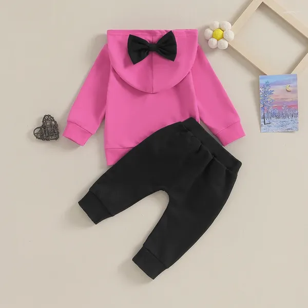 Conjuntos de roupas Baby Girl Spring Outfits Manga Longa Big Little Sis Letras Coração Impressão Moletom Com Capuz Calças Jogger Set