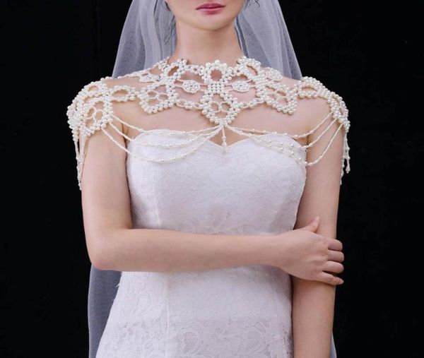 Avvolge Giacche Scialle da sposa con perle Mantella Giacca da donna Coprispalle Abito con cappuccio Bolero Ragazza Principessa Avvolgere il partito da sposa8333756