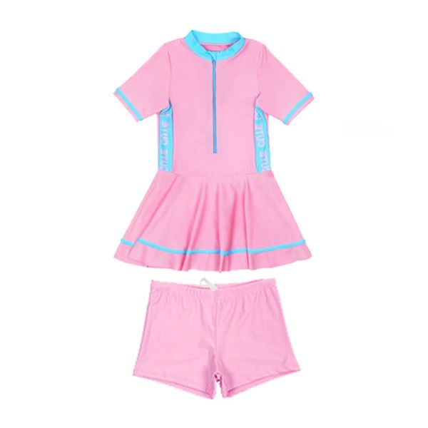 Ternos de roupas de banho infantil meninas boxeadores de roupas de banho de duas peças saia de nadar de terno de banho de traje de banho para criança novo maiô