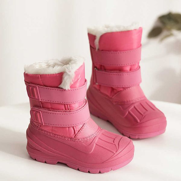 Novo inverno homens e mulheres crianças grossas de pelúcia quente antiderrapante impermeável vadear botas de neve sapatos de algodão q240305