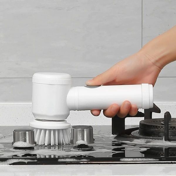 Elektrikli Spin Scrubber El Temizleme Fırçası 3 Değiştirilebilir Fırça Kafaları Şarj Edilebilir Temiz Kiremit Grout Küvet Soba Araba Cams Bulaşık Tencereler Mutfak Banyosu W0200
