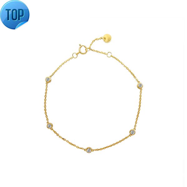 Großhandel mit 14-karätigem Soild-Gold-Armband, 14-Karat-Echtgoldkette, einfachem Edelstein-Charm-Armband für dauerhaft geschweißten Schmuck