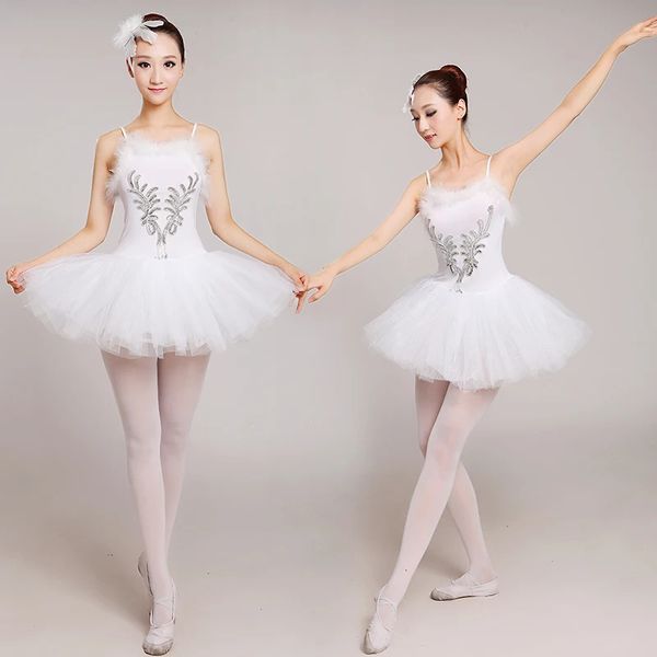 Yetişkinler Beyaz Swan Göl Balesi Elbise Kadın Balerin Tutu Kostüm Klasik Bale Tenarda Sahne Performans Dans Giysileri 240304